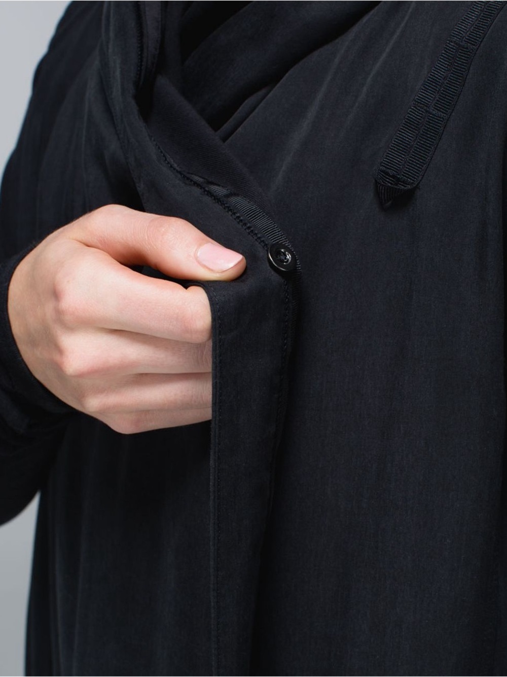 Lululemon Blissed Out Wrap Black Asymmetrical Hooded Sweater Size 6 - Picture 6 of 14